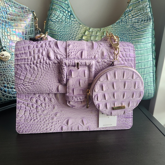 NWT Brahmin Small Hallie Gentle Lavender Melbourne With Matching Coin Purse - Picture 3 of 16